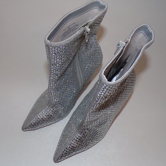 STEVE MADDEN Vivy-r Crystal Boots wclear Lucite Heel sz 6 - Picture 5 of 7